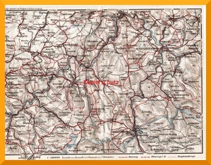 Westliches Erzgebirge +100 Jahre alte Landkarte+ Eibenstock, Johanngeorgenstadt - Bild 1 von 2