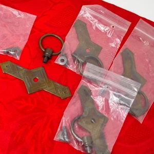 4X FURNITURE Hardware Drawer Drop Ring Pull Brass? 4.25" NOS New - Picture 1 of 7