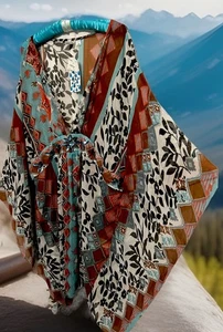 JC Swim by Just Class Swim Cover up 2X Silky Sheer Boho Beaded Bodice Top NWT - Picture 1 of 6