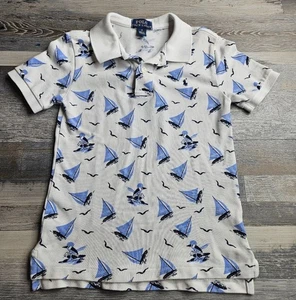 Polo Ralph Lauren Poloshirt Jungen Größe 6 weiß mit blauem Windsurfbär - Bild 1 von 5