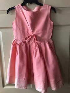 Vintage Girls Sz 6/7 Satin Sleeveless Salmon Pink Dress Zip Back Skirt Netting - Picture 1 of 6