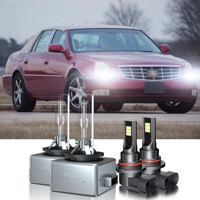 Fit Cadillac DTS 2006-2011 4Pcs Xenon HID Headlight HI/LO & LED Fog Light Bulbs - Image 1 of 4