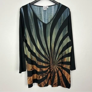 Petersilie & Sarge Abstrakte Kunst Tunika Top Damen Gr. XL Spirale Jersey Strick Boho - Bild 1 von 7