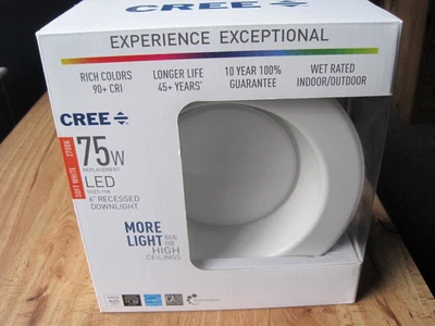 Cree 75w LED 6” Recessed Downlight Indoor/Outdoor Rated Soft White New in Box - Image 1 of 3