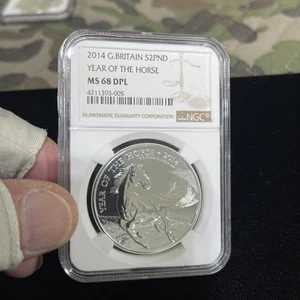 2014 LUNAR SERIES GREAT BRITAIN S2PND YEAR OF THE HORSE COIN NGC MS 68DPL - Bild 1 von 2