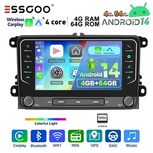 4G+64G Autoradio Android 14 Carplay GPS BT Per VW GOLF 5 6 Touran Passat Tiguan - Foto 1 di 17