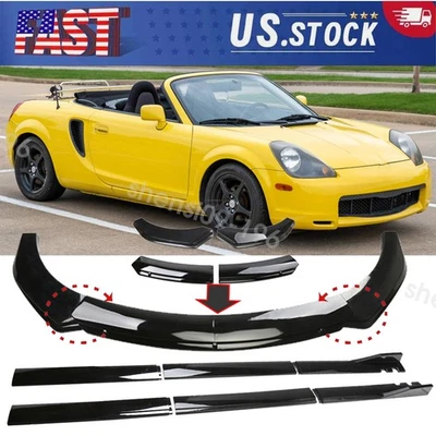 Front Bumper Lip Splitter Gloss Black Side Skirts 86.6" For Toyota MR2 Spyder Foto 1 de 4