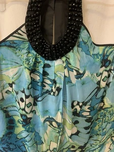 Top donna Maurices Halter stampa floreale perline grande nuovo con etichette - Foto 1 di 12
