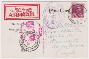 Zeppelin Post South America Flight 1930 Spanish Post Seville - Rio De Janeiro - Picture 1 of 2
