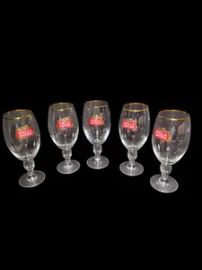 Stella Artois Biergläser 33cl 5er Set Goldrand Kelch Kelch Barware Belgien - Bild 1 von 20