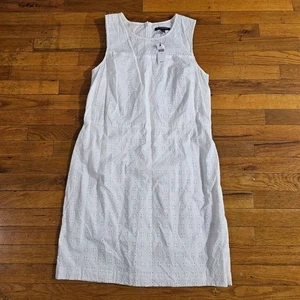 Banana Republic Women's White Eyelet Sleeveless Dress Size 14 - Picture 1 of 7