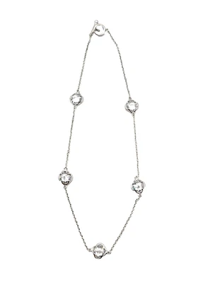 "Juego de bisel trifolio de cristal transparente estación gargantilla collar 16"" tono plata moda" Foto 1 de 4