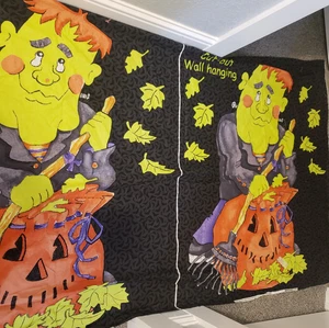 Frankensteins Monster Glow in the Dark Halloween Wall Hanging Sewing Fabric - Picture 1 of 3