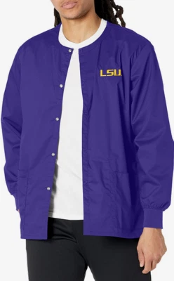 WonderWink Unisex Louisiana State University Snap Front Scrub Jacket 2-XL NWT - Image 1 of 2