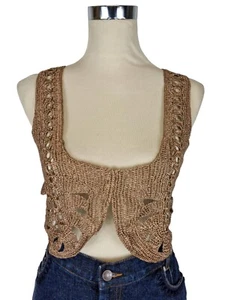 Women Gilet Day Birger Et Mikkelsen Real Metallic/Cotton Embroidered Copper Top - Picture 1 of 14