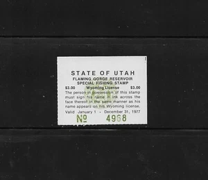 State Hunting/Fishing Revenues: UT 1977 Flaming Gorge Fishing UT-FG14 ($3); MNH - Picture 1 of 1