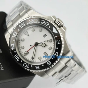 43mm esfera blanca estéril cerámica bisel cristal zafiro reloj automático regalo - Imagen 1 de 6