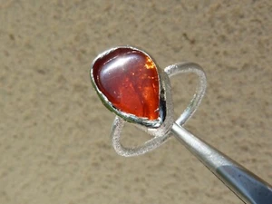 Bague en argent 925, 1 opale de feu du Méxique, taille 49 - Imagen 1 de 19