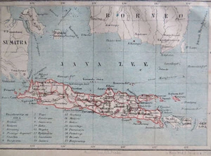 Java Indonesia Jakarta Batavia 1884 Spanier small color lithograph map - Picture 1 of 2