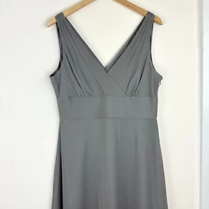 Y2K J. Crew Women's 14 Sofia Gray Silk Chiffon Empire Waist Surplice Tank Dress - Picture 1 of 11