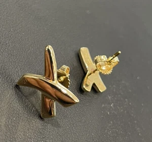 Tiffany & Co. Paloma Picasso 18K Yellow Gold Graffiti X Earrings - Picture 1 of 6