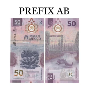 50 PESO BILL MEXICO UNC  BILLETE DE 50 PESOS PREFIX AB - 2021 AXOLOTL  - Picture 1 of 1