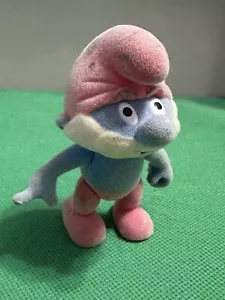 Vintage Smurfs 1988 PAPA SMURF flocked vinyl figure Bikin - Picture 1 of 5