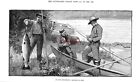 'Mending a Fishing Rod on the Miramichi' Original Antique 1890 Print 152/G