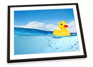 Rubber Duck Bathroom Blue FRAMED ART PRINT Picture Poster Artwork - Picture 1 of 5