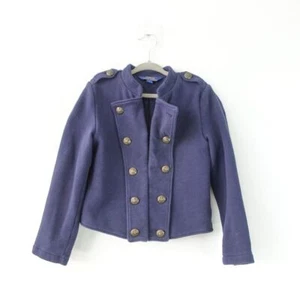 POLO Ralph Lauren Girls Military Jacket 6 Navy Blue Crop Cotton Bronze Button - Picture 1 of 16