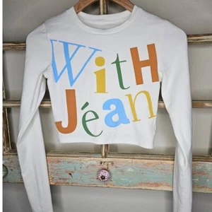 With Jean long Sleeve Cropped Tee Shirt Size XXS NWOT - Picture 1 of 5