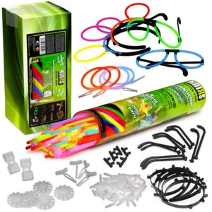 KNIXS 100 Mega Knicklichter Party Pack mit 5 Brillen 4 Ohrringe 5 Haarreifen uvm - Bild 1 von 11
