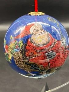 Vidrio pintado al revés de renos Santa Claus adorno de Navidad regalos volar - Imagen 1 de 7