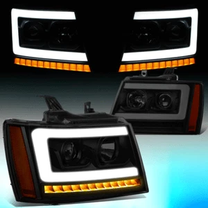 FOR 2007-2014 TAHOE SUBURBAN LED DRL+SEQUENTIAL TURN SIGNAL PROJECTOR HEADLIGHT - Picture 1 of 11