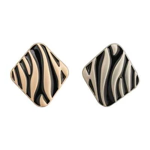 5pcs Zebra Pattern Square Button, Black & Gold, for DIY Clothing & Accessories - Picture 1 of 4