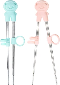 2 Pairs Training Chopsticks with Case Learning Chopstick Helper Stainless Steel - Picture 1 of 12