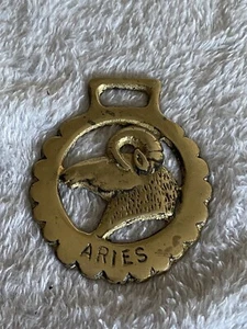 Horoscope Aries Brass Badge - Picture 1 of 4