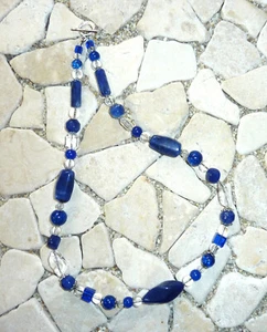★ mittellange Kette ★ Collier ★ dunkelblau & kristall ★ - Picture 1 of 4