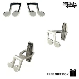 Gemelos de plata de ley 925 para notas musicales de Italia - Imagen 1 de 2