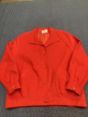 Vtg Samuel Robert by Peter Hatsi Androu Ultra Suede 14 Jacket Red Quilted Bomber - Image 1 of 4