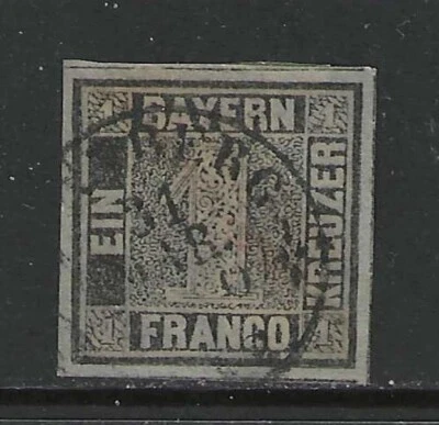 Germany states 1849 BAVARIA  1 Kreuzer Numeral issue used, signed  $ 4,068.00 - Image 1 of 2