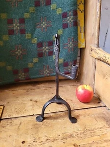 Welsh Rushlight 18th Century Rushnip Wrought Iron Primitive Candle Stick Holder - Picture 1 of 16