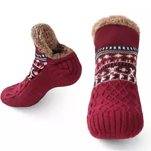 NON-SLIP Winter Floor Home Warm Socks Women and Men Socks Size L (9 Inch) Red - Picture 1 of 1