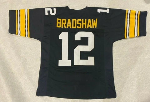 NEW  UNSIGNED CUSTOM Sewn Stitched HOF TERRY BRADSHAW BLACK Jersey - XL Cover