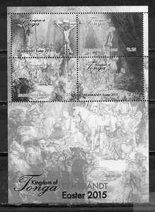 TONGA 2015 EASTER PAINTINGS BY REMBRANDT SHEET OF 4 STAMPS MNH - Bild 1 von 1