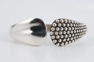 7" Michael Dawkins 925 Silber Kiesel Scharnier Manschette Armband (37,12 g.) - Bild 1 von 3