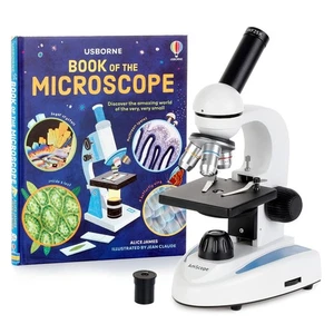 AmScope 40X-1000X Vidrio Óptica Marco Total-Metal Microscopio Compuesto para Estudiantes + Libro - Imagen 1 de 11
