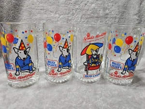 Set Of 4 Vintage 1987 Spuds MacKenzie Party Animal Bud Light Glass Beer Mug Lot - Picture 1 of 10