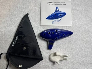 12 Hole Ocarina Ceramic Alto C Legend of Zelda Ocarina Flute Blue Instrument - Picture 1 of 4