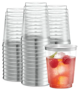 Disposable Plastic Tumblers (Silver Rim, 50) - Bild 1 von 9
